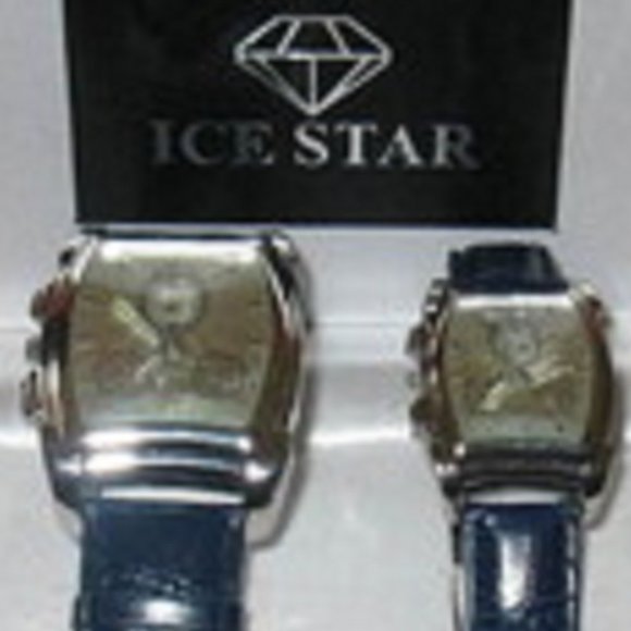Watches Set Men Women Ice Star New Navy Blue Band (Set of 2) - Picture 4 of 4